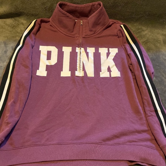 PINK Victoria's Secret Quarter Zip Burgundy Sweater - Picture 1 of 2